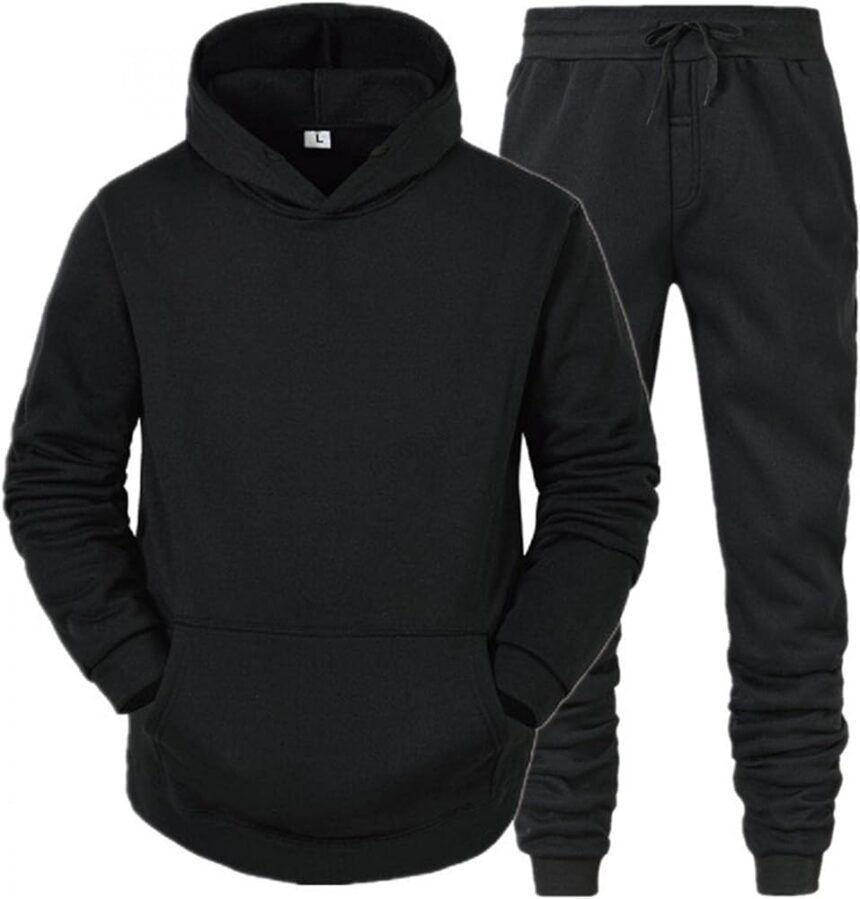 Black tracksuit, athletic streetwear